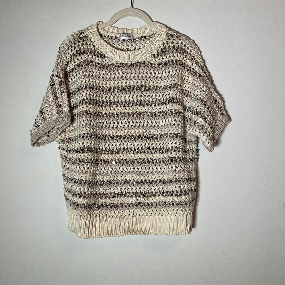 Brunello Cucinelli cotton, sweater with paillettes - Picture 2 of 5